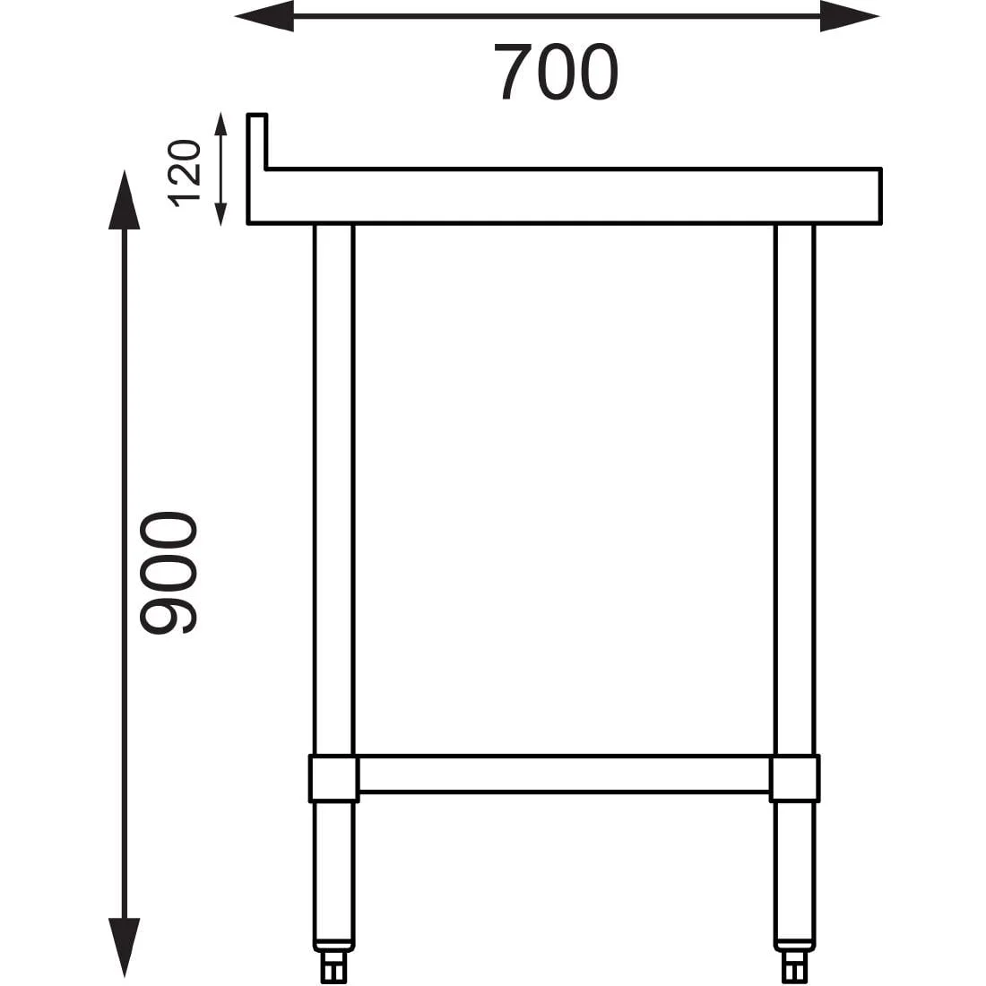 Vogue Stainless Steel Table with Upstand 1800mm - Image 3