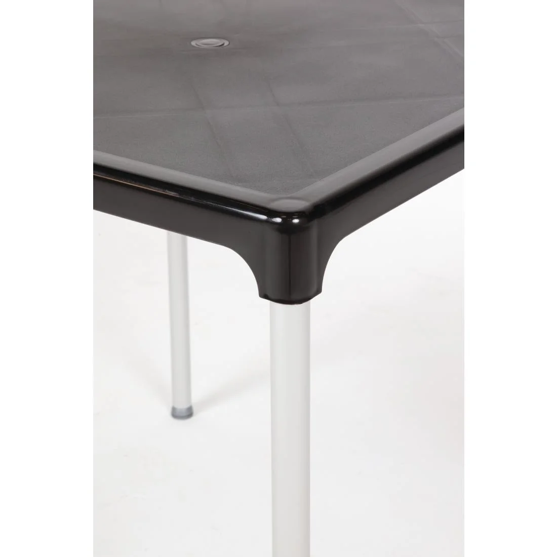 Black Square Table with Aluminium Legs 750mm - Image 2