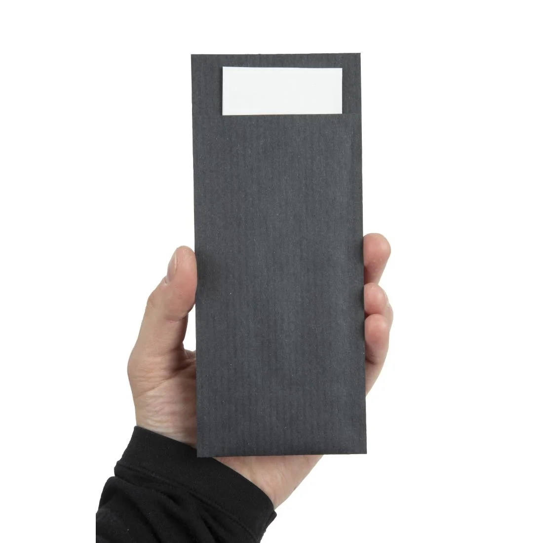 Europochette Black Cutlery Pouch with White Napkin (Pack of 500) - Image 3