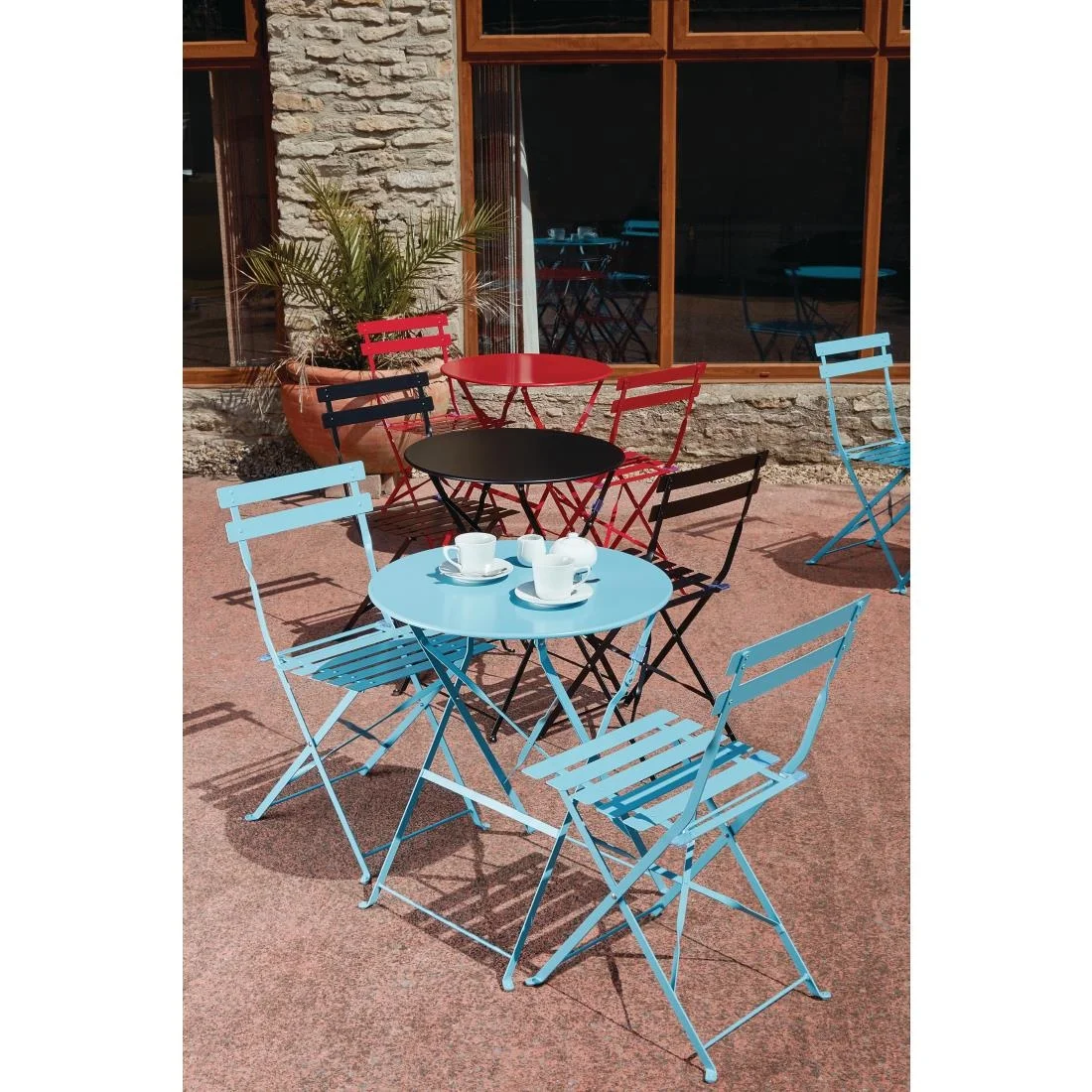 Bolero Perth Red Pavement Style Steel Folding Chairs (Pack 2) - Image 7