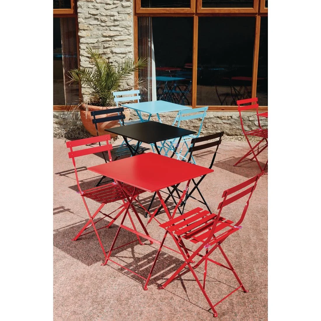 Bolero Perth Red Pavement Style Steel Folding Chairs (Pack 2) - Image 8