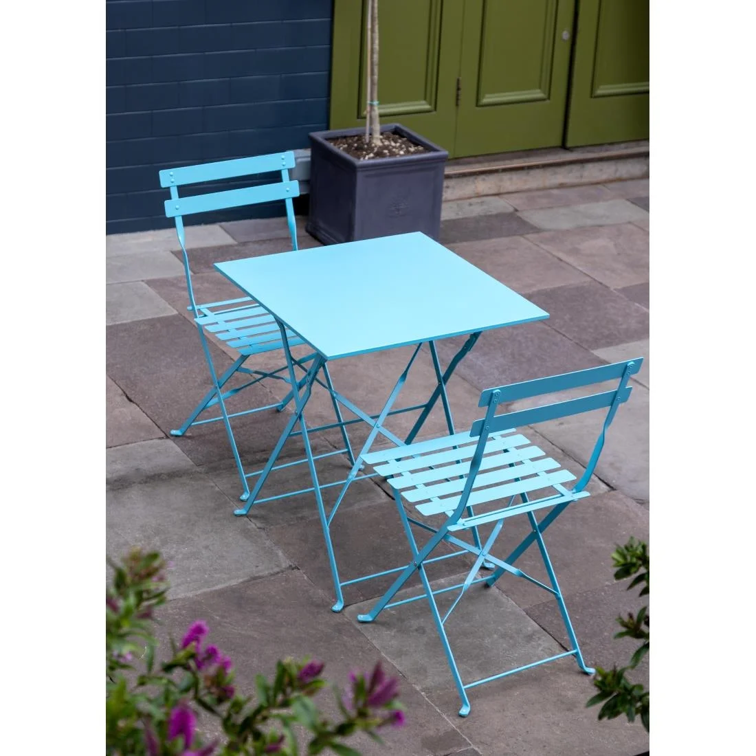 Bolero Perth Blue Pavement Style Steel Folding Chairs (Pack of 2) - Image 12