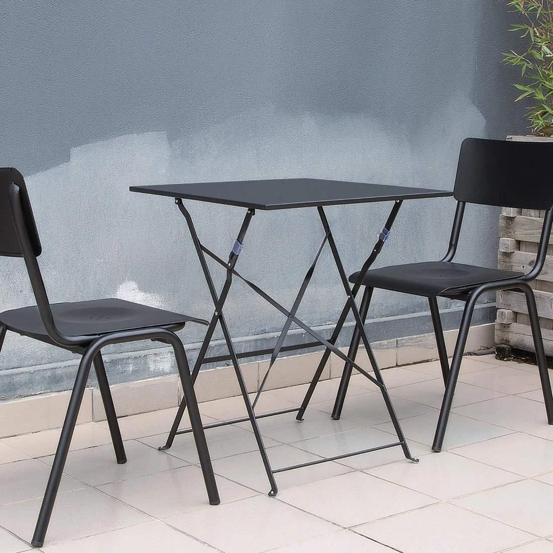 Bolero Black Square Pavement Style Steel Table - Image 7