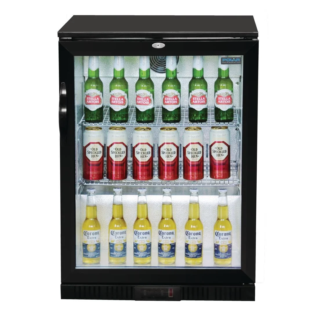 Polar Back Bar Cooler with Hinged Door in Black 198Ltr - Image 4