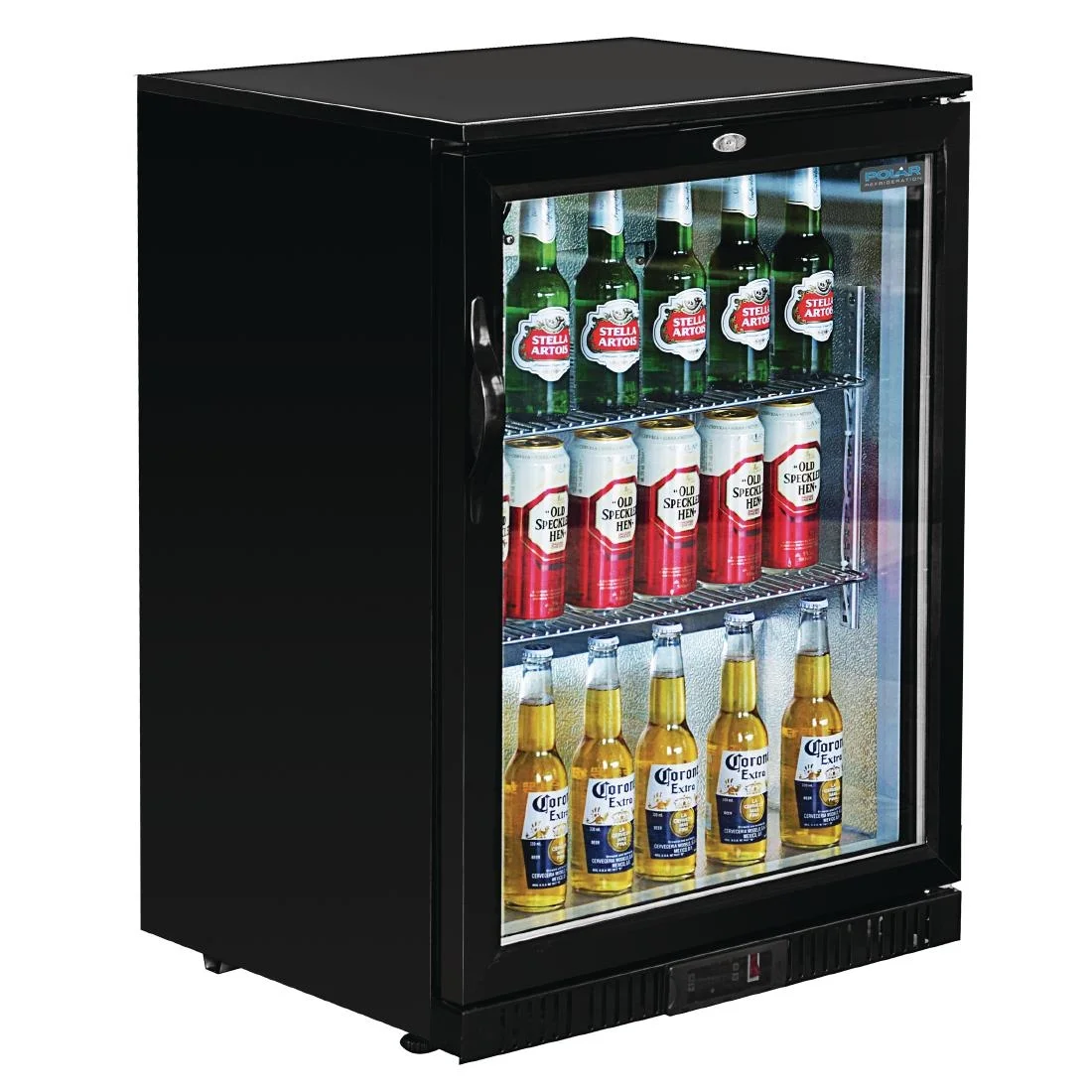 Polar Back Bar Cooler with Hinged Door in Black 198Ltr - Image 6