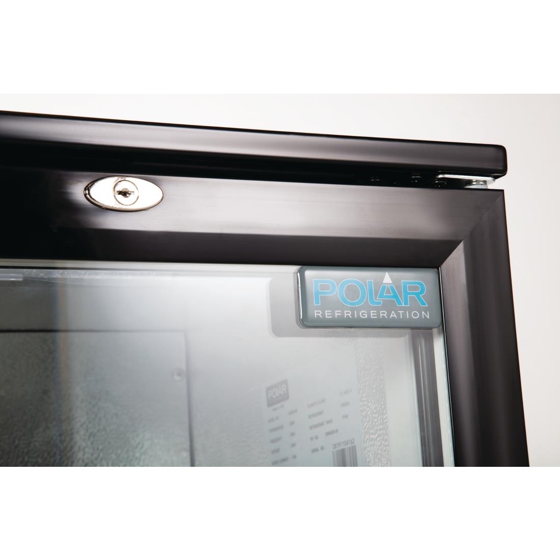 Polar Back Bar Cooler with Hinged Doors in Black 208Ltr
