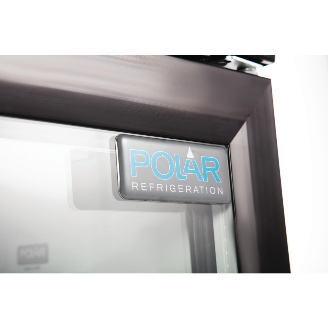 Polar Back Bar Cooler with Hinged Doors in Black 330Ltr