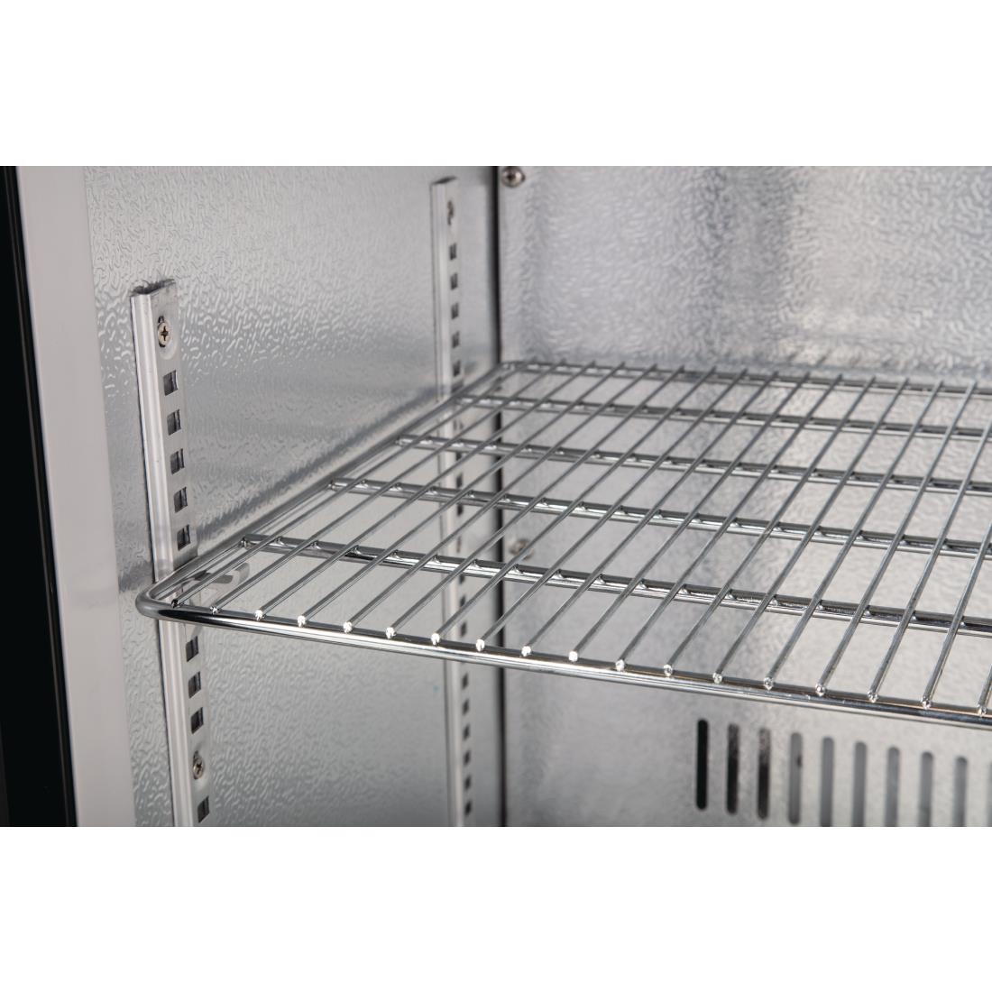 Polar Back Bar Cooler with Hinged Doors in Black 330Ltr
