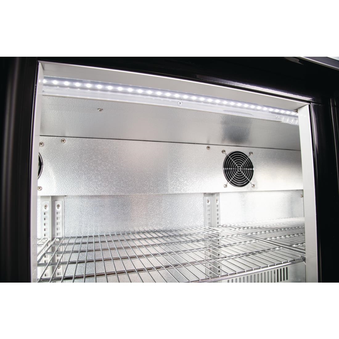 Polar Back Bar Cooler with Hinged Doors in Black 330Ltr