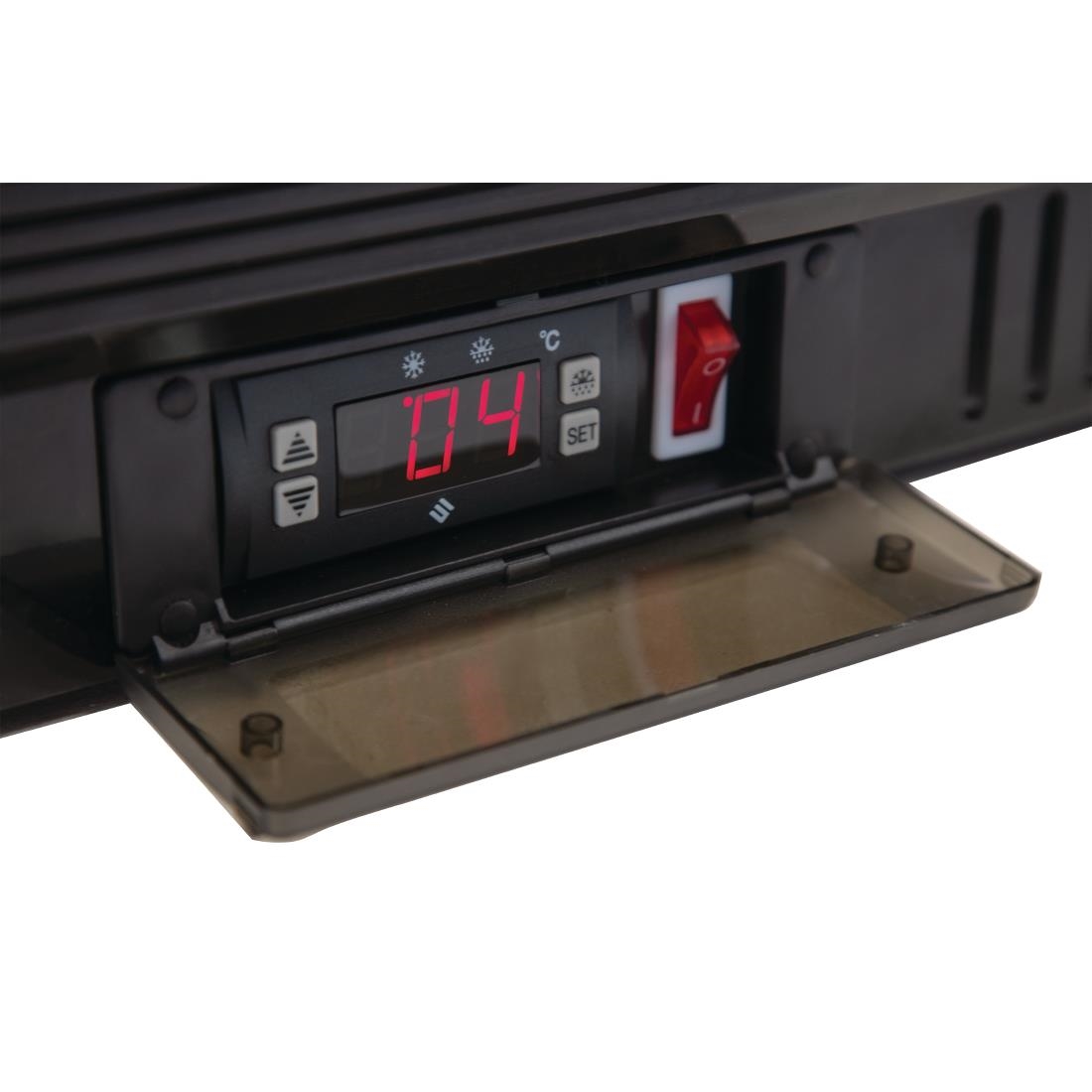 Polar Back Bar Cooler with Hinged Door in Black 198Ltr