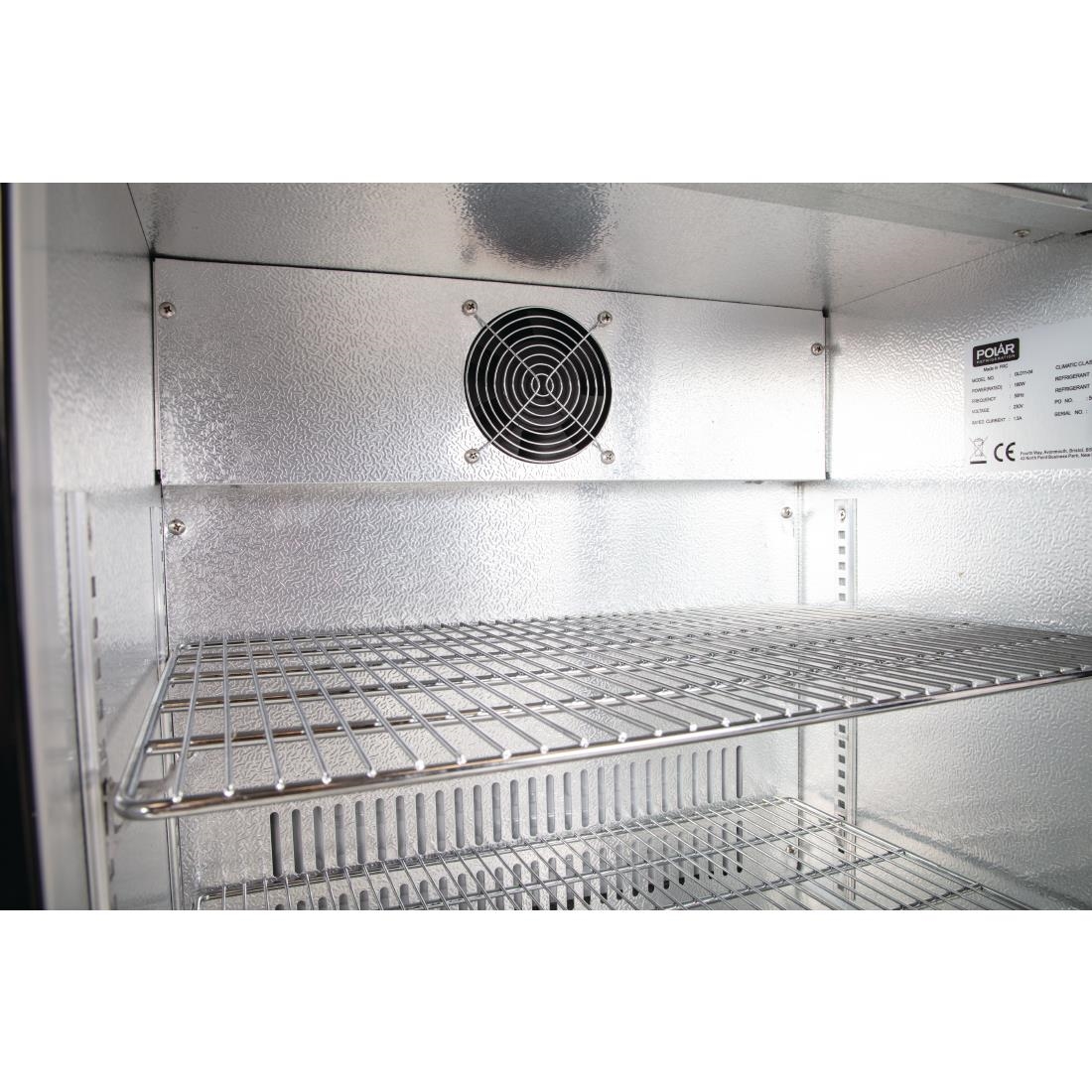 Polar Back Bar Cooler with Hinged Door in Black 138Ltr