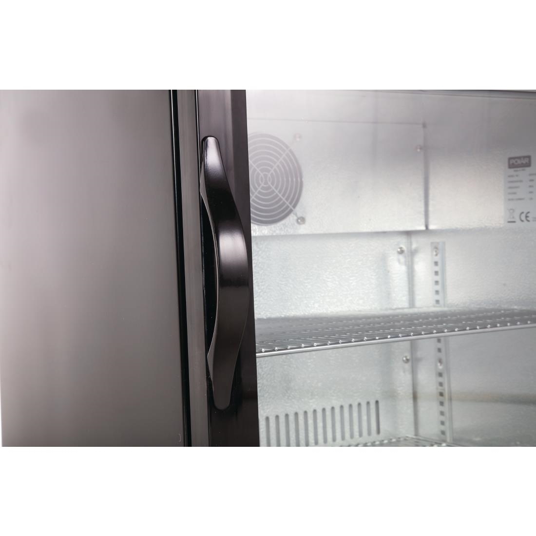 Polar Back Bar Cooler with Hinged Door in Black 138Ltr