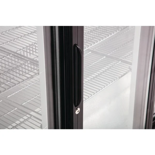 Polar Back Bar Cooler with Sliding Doors in Black 330Ltr