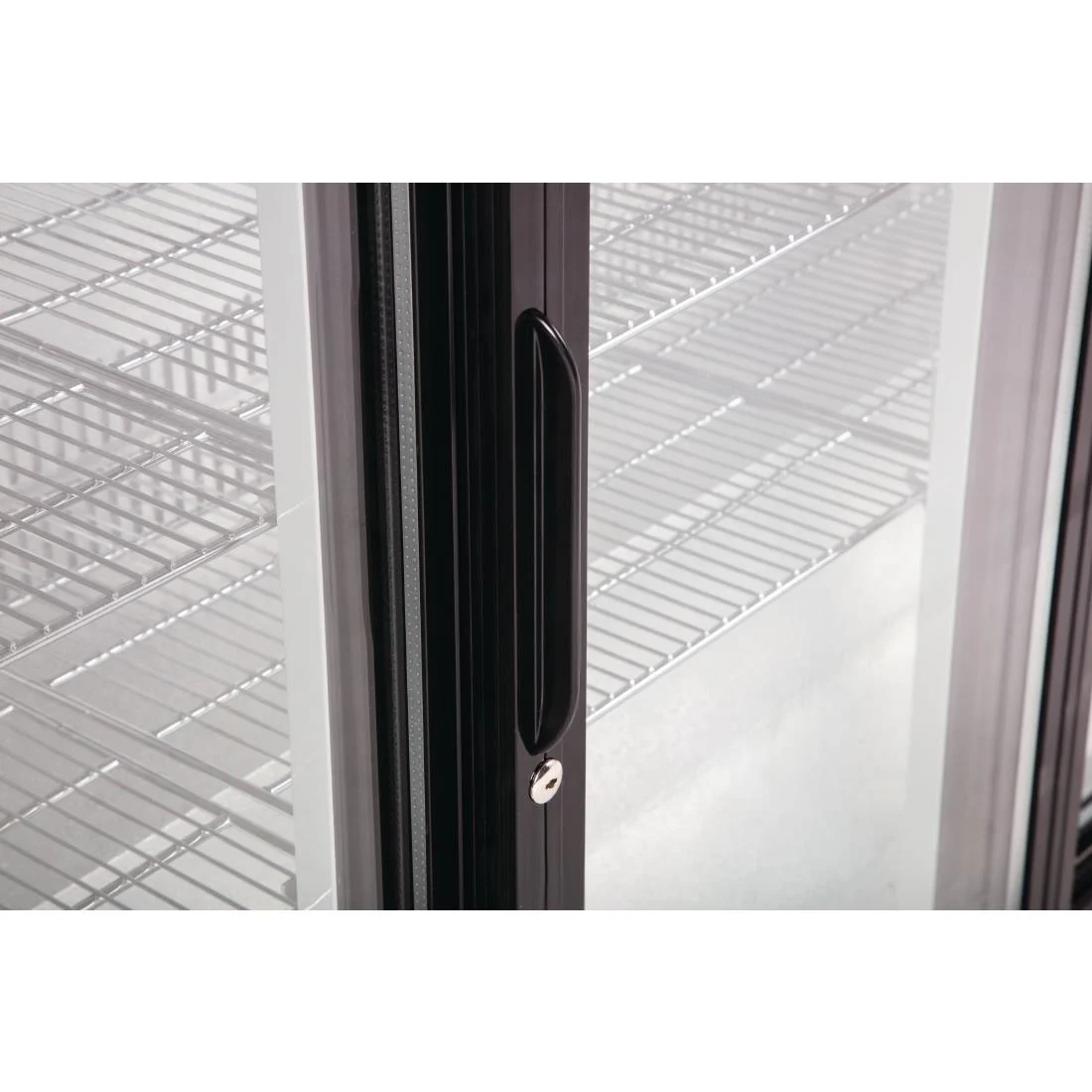 Polar Back Bar Cooler with Sliding Doors in Black 320Ltr