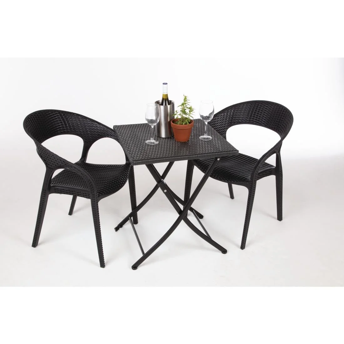 Bolero PE Wicker Folding Square Table 600mm - Image 7