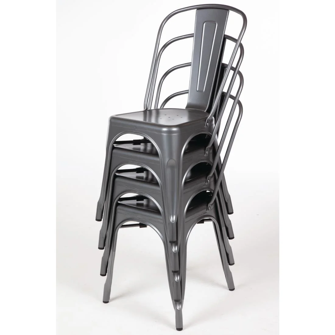 Bolero Bistro Steel Side Chairs Gun Metal Grey (Pack of 4) - Image 8