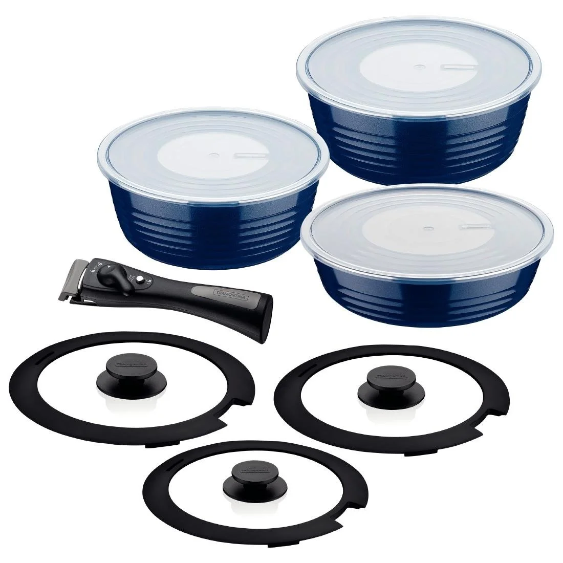 Tramontina Ítria 10-Piece Nesting Cookware Set Navy - Image 10