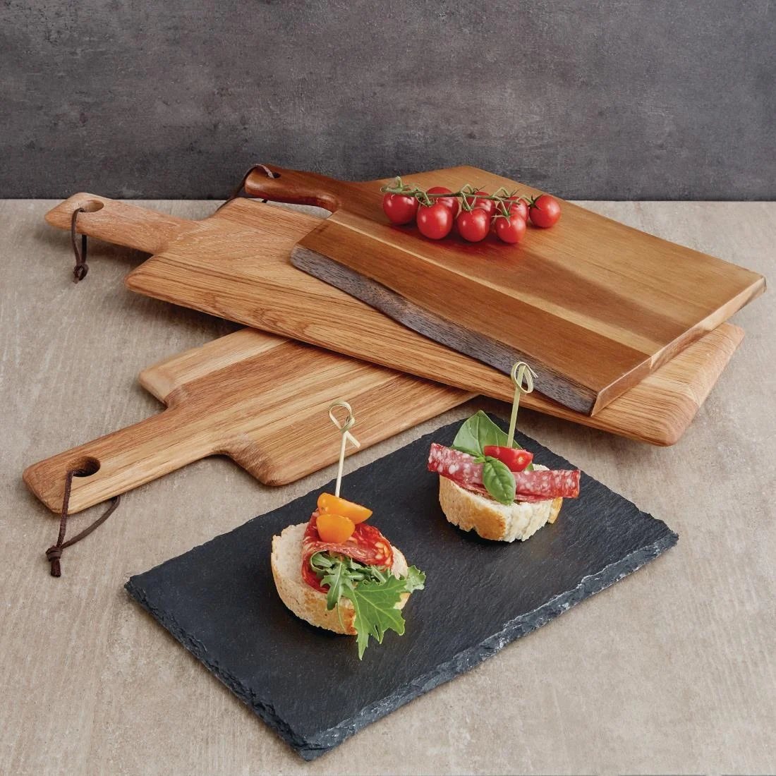 Olympia Acacia Wavy Handled wooden Board Large