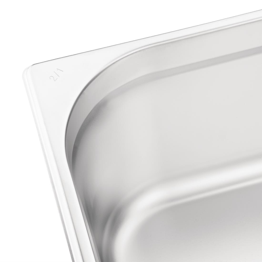 Vogue Stainless Steel GN 2/1 Double Size Gastronorm Pan 200mm