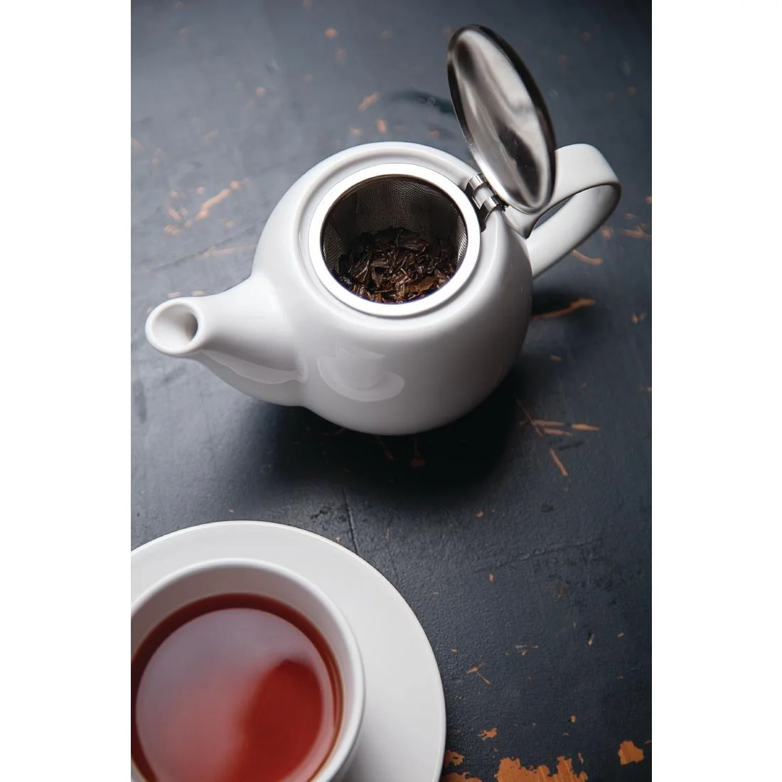 Olympia Cafe Teapot 510ml White - Image 4