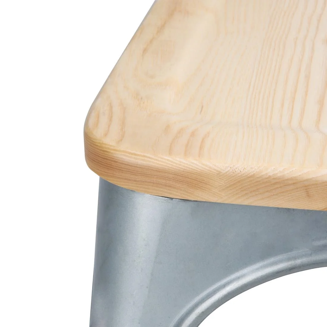 Bolero Bistro Side Chairs with Wooden Seat Pad Galvanised Steel (Pack of 4) - Image 4