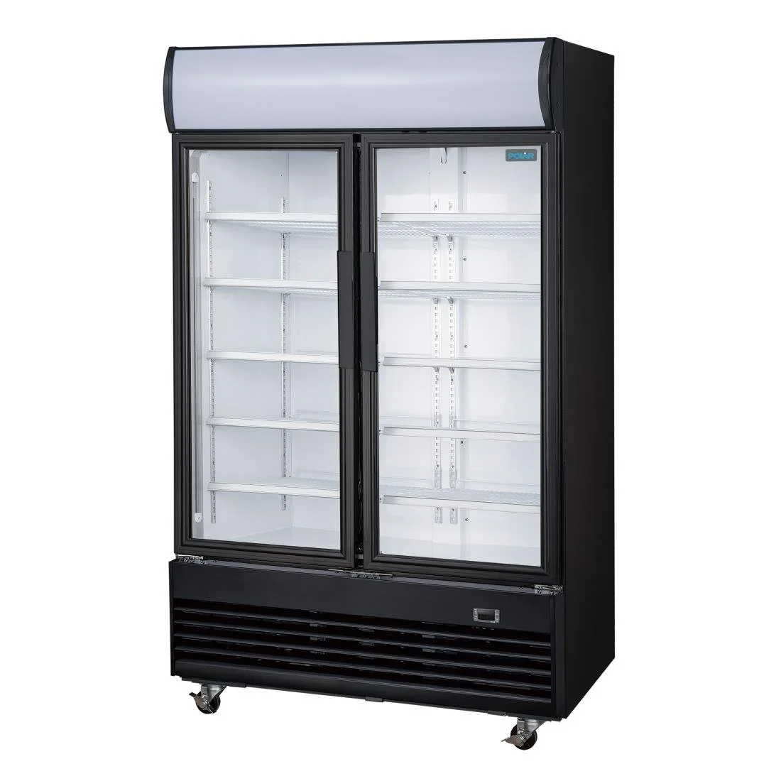 Polar G-Series Upright Hinged Door Display Cooler with Light Box 950Ltr Black - Image 2