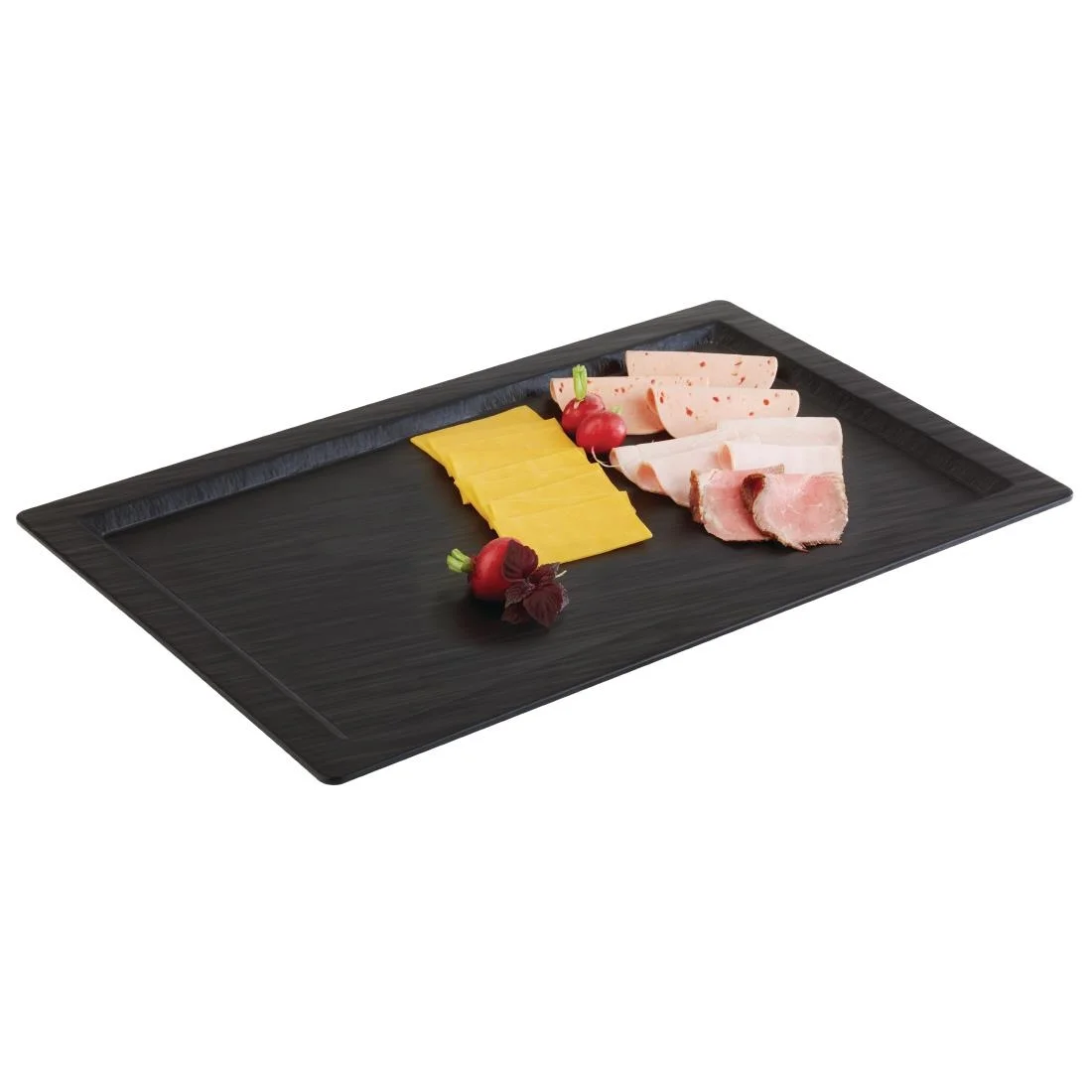 APS Slate Effect Melamine Tray with Rim 1/1GN - Image 2