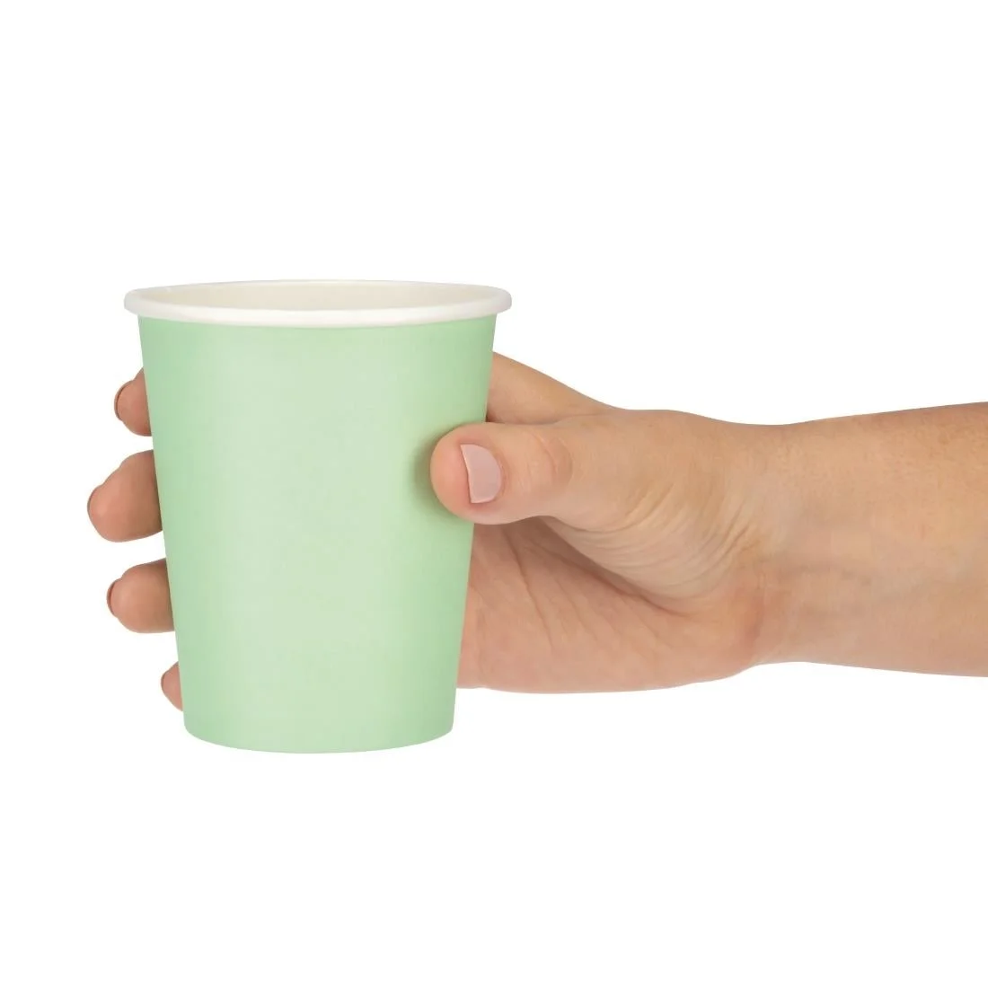 Fiesta Recyclable Coffee Cups Single Wall Turquoise 225ml / 8oz (Pack of 1000) - Image 7