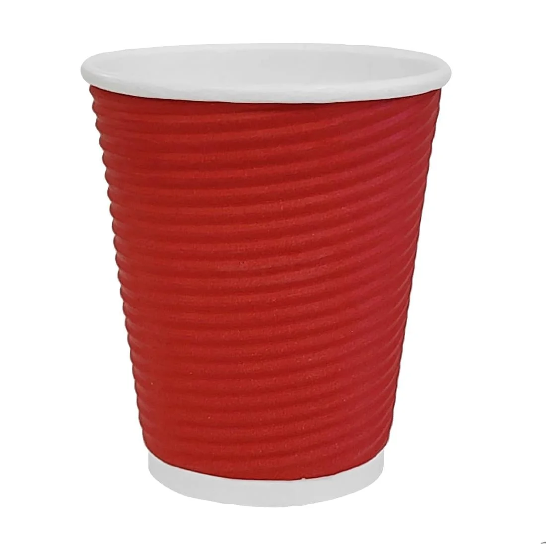Fiesta Recyclable Coffee Cups Ripple Wall Red 225ml / 8oz (Pack of 500) - Image 1
