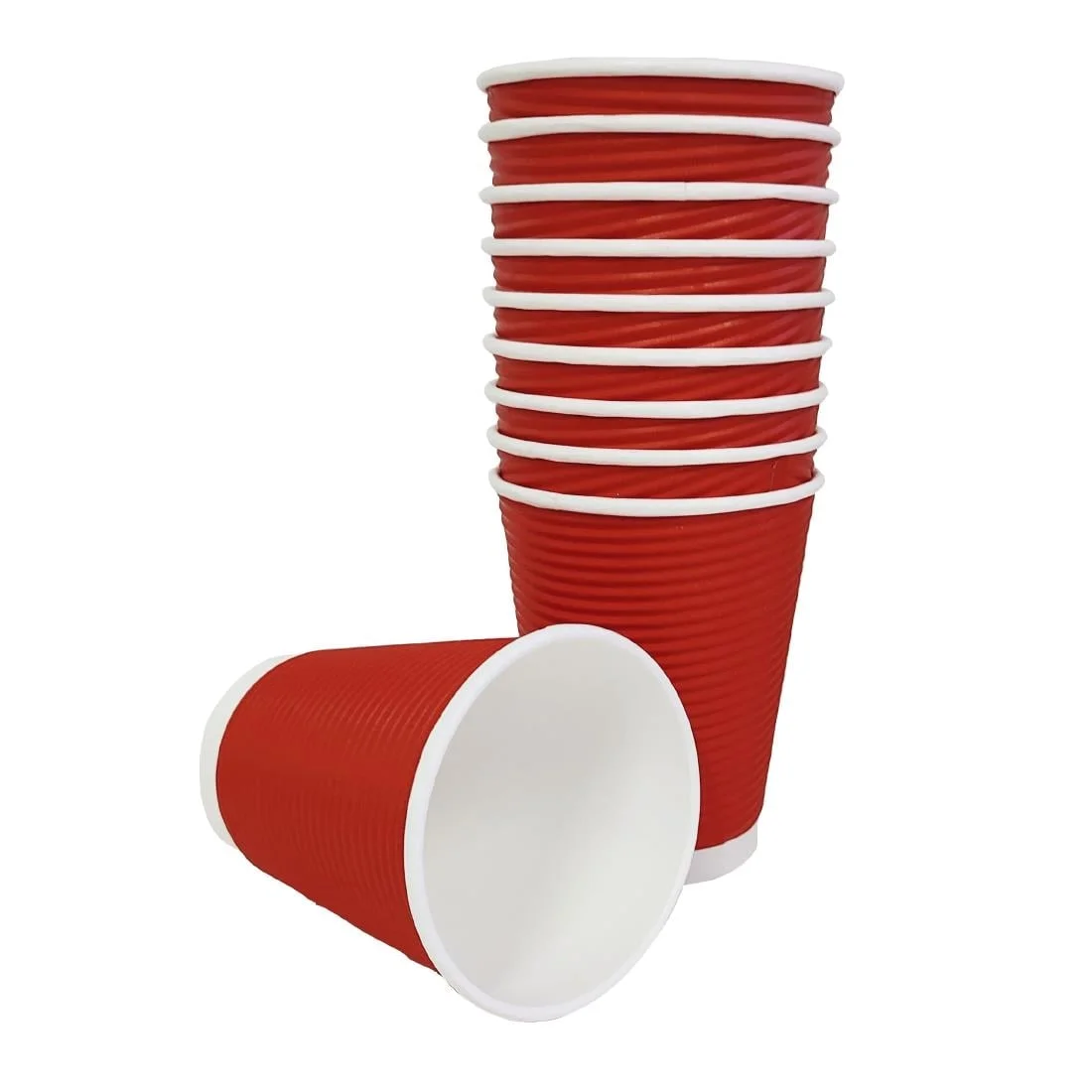 Fiesta Recyclable Coffee Cups Ripple Wall Red 340ml / 12oz (Pack of 500) - Image 5