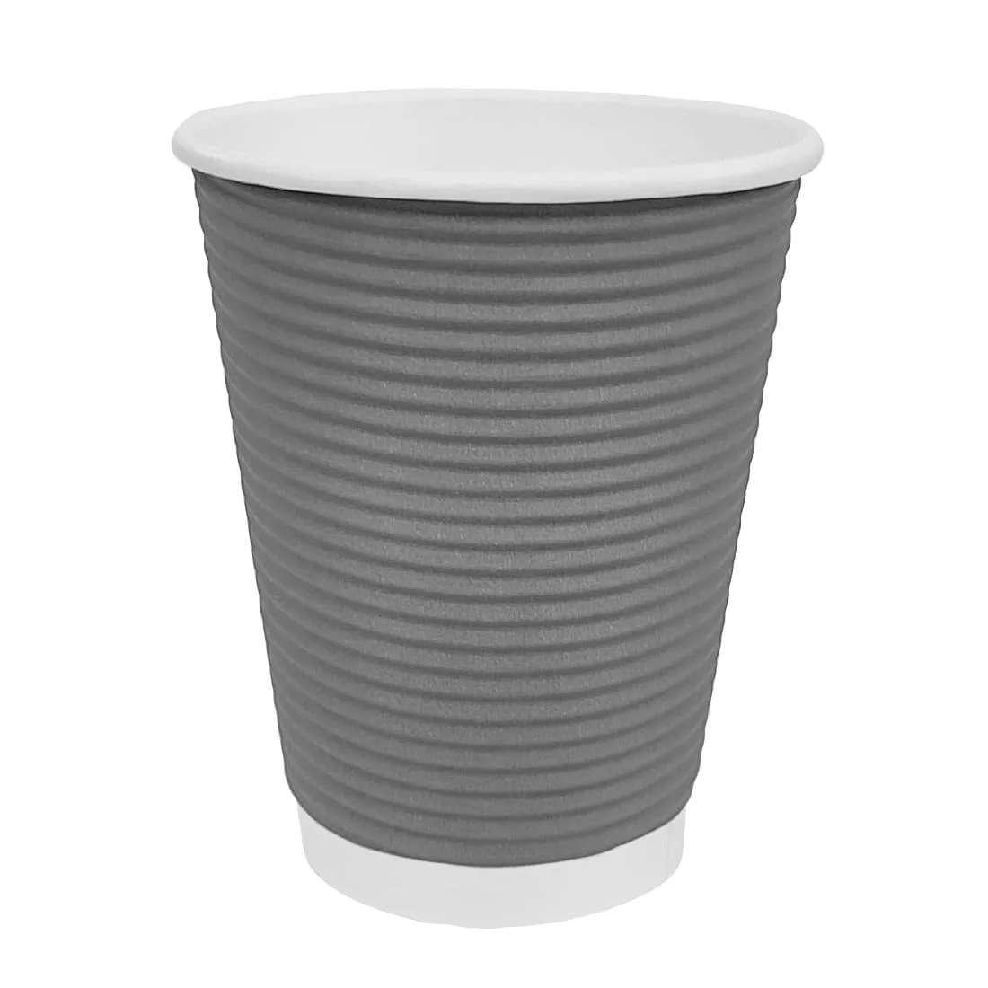 Fiesta Recyclable Coffee Cups Ripple Wall Charcoal 225ml / 8oz (Pack of 500)