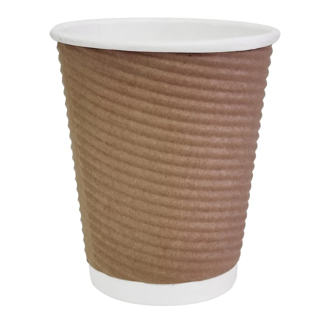 Fiesta Recyclable Coffee Cups Ripple Wall Kraft 225ml / 8oz (Pack of 500)