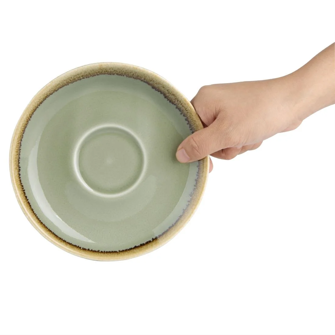 Olympia Kiln Cappuccino Saucer Moss 160mm - Image 5
