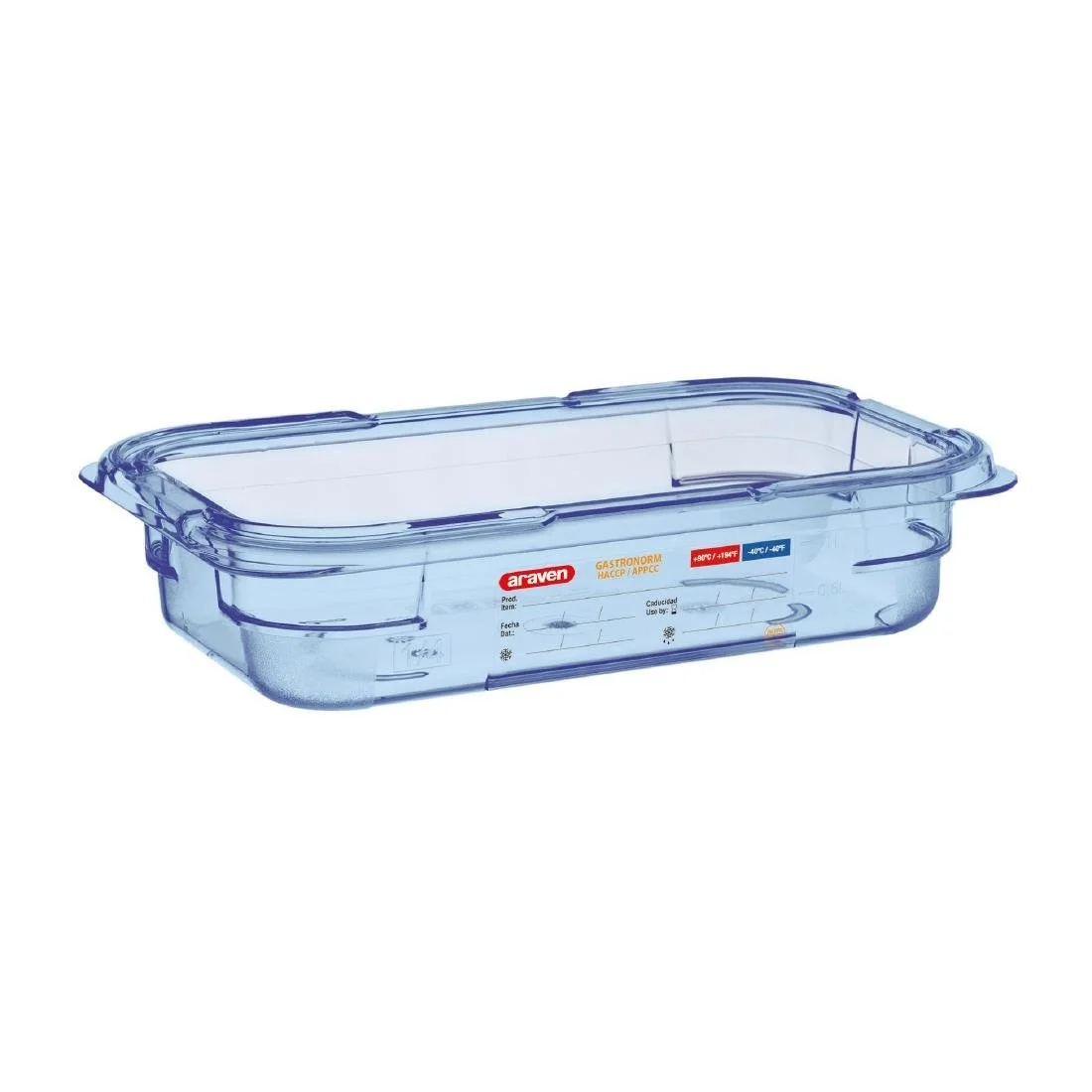 Araven ABS Food Storage Container Blue GN 1/4 65mm