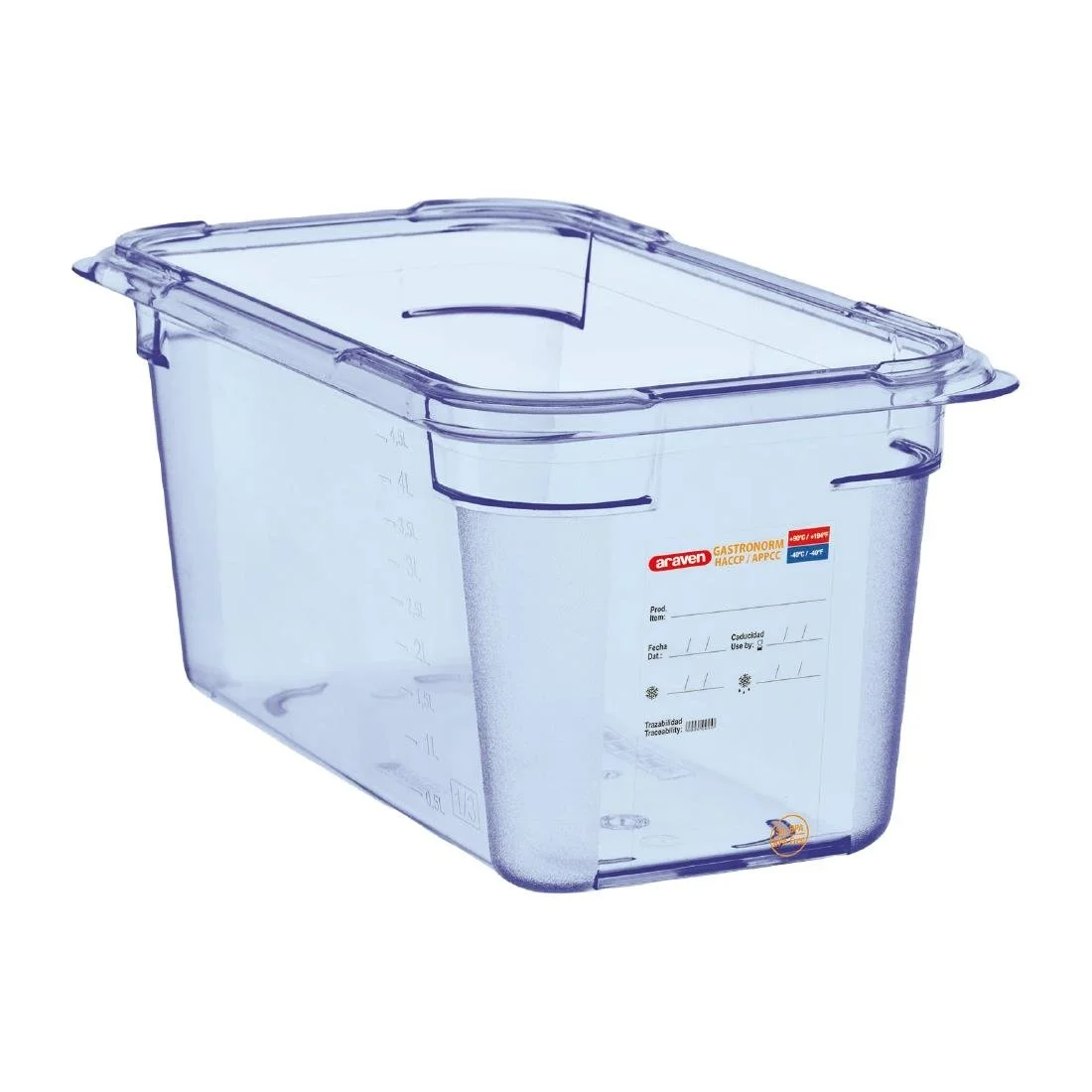 Araven ABS Food Storage Container Blue GN 1/4 150mm