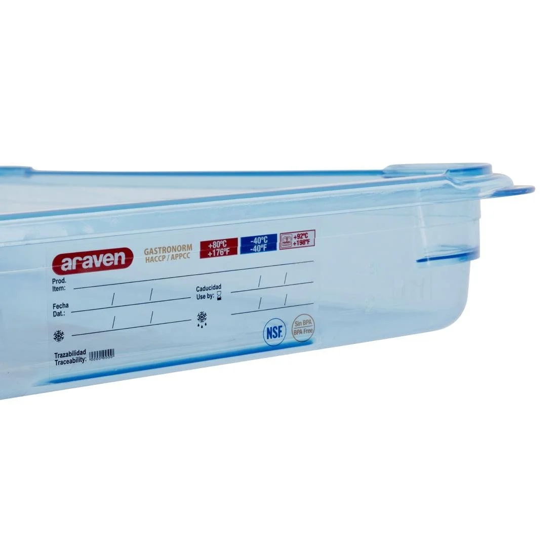 Araven ABS Food Storage Container Blue GN 1/1 65mm - Image 5