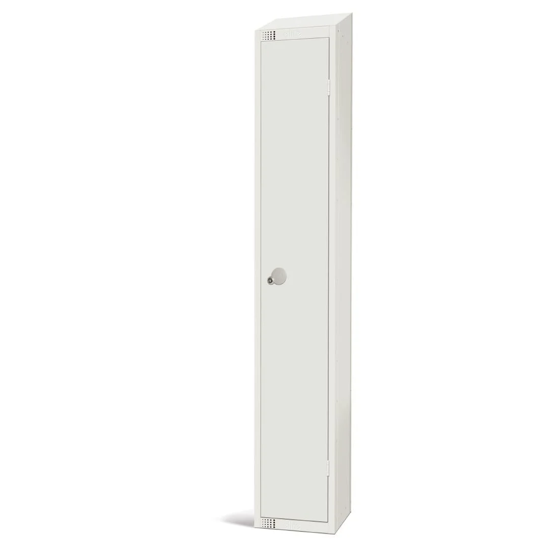 Elite Single Door Camlock Locker with Sloping Top White