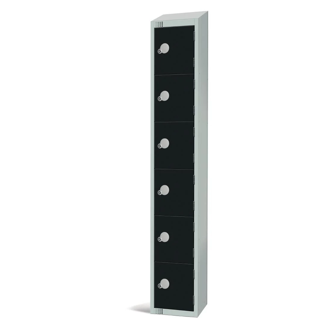 Elite Six Door Coin Return Locker with Sloping Top Black - Image 3