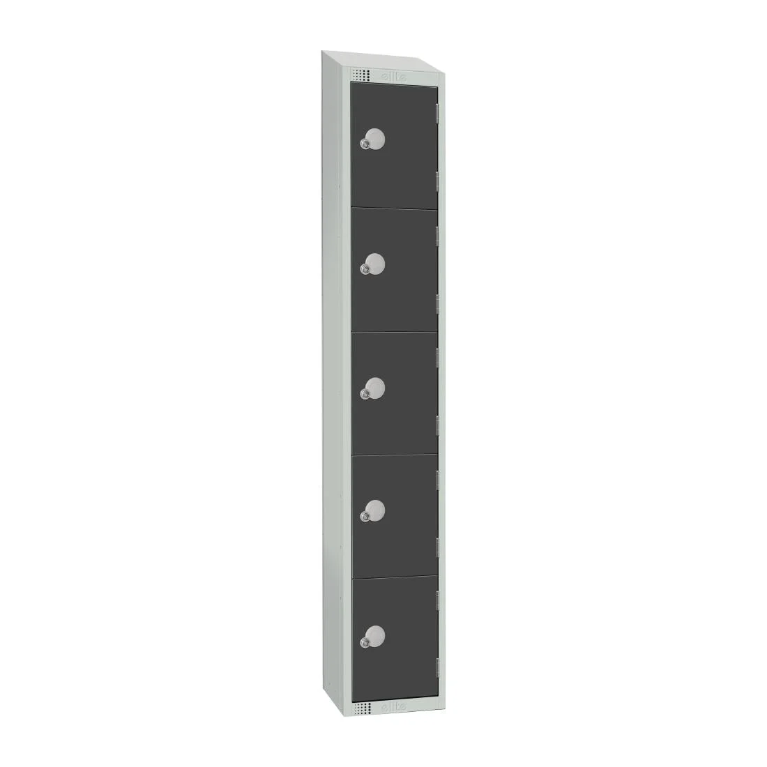 Elite Five Door Camlock Locker with Sloping Top Graphite Grey - Image 1