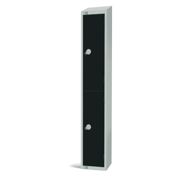 Elite Double Door Padlock Locker with Sloping Top Black