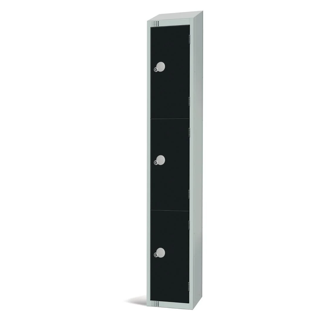 Elite Three Door Camlock Locker with Sloping Top Black - Image 2