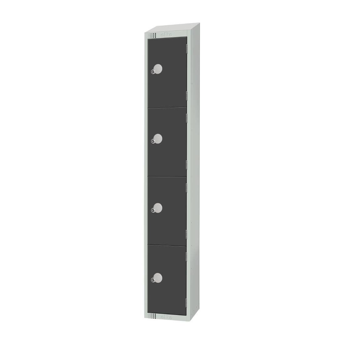 Elite Four Door Padlock Locker with Sloping Top Graphite Grey