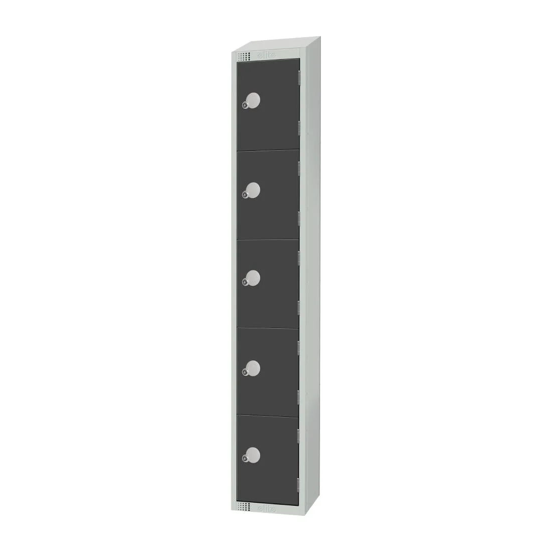 Elite Five Door Camlock Locker with Sloping Top Graphite Grey - Image 2