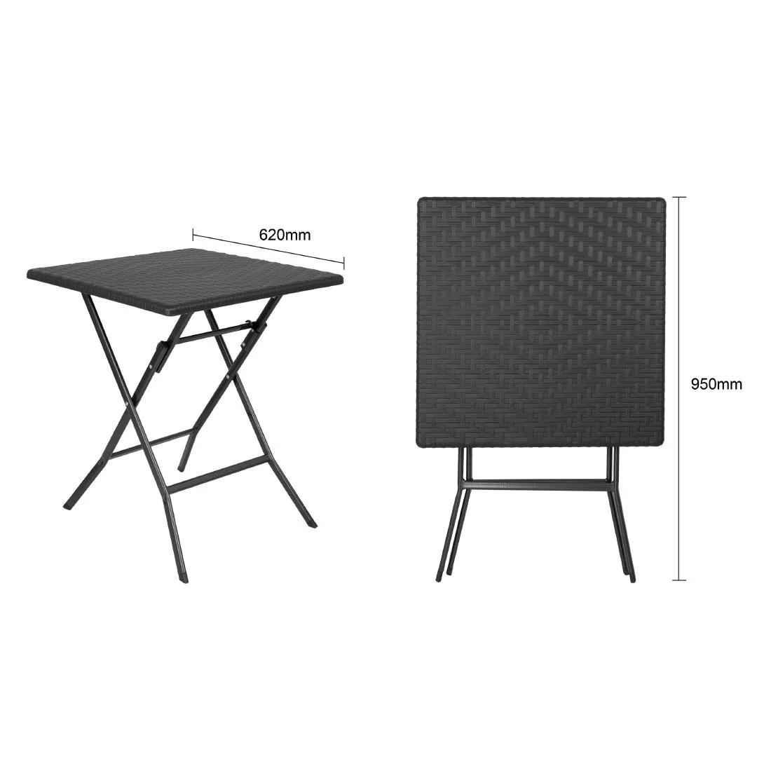 Bolero Square Folding Table Black 620mm - Image 5
