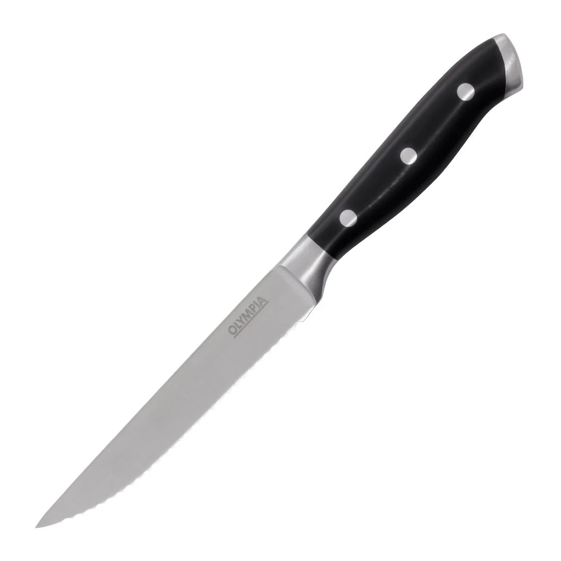 Olympia Premium Riveted Steak Knives with Black ABS Handles (6 Pack)