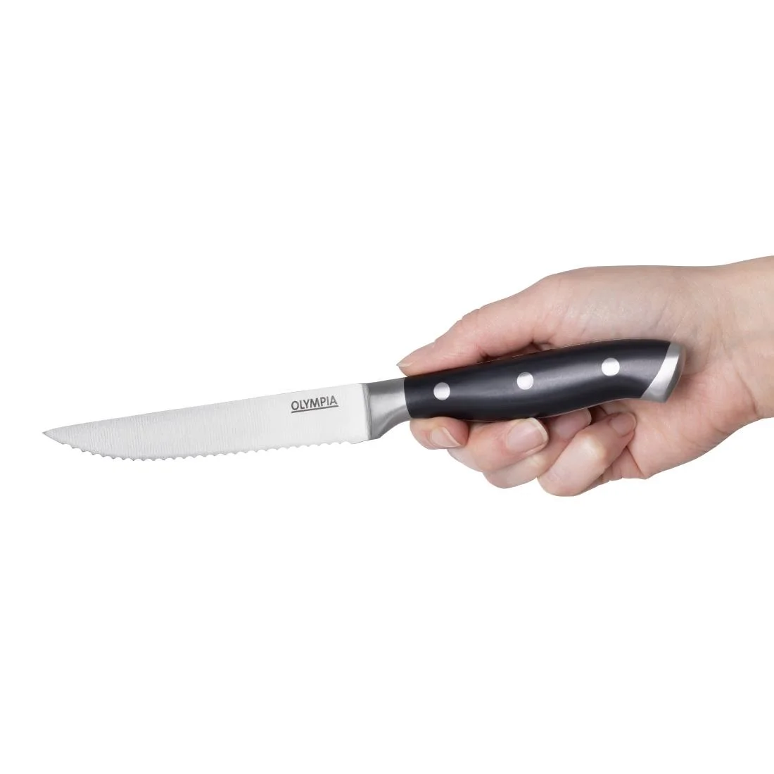 Olympia Premium Riveted Steak Knives with Black ABS Handles (6 Pack) - Image 5