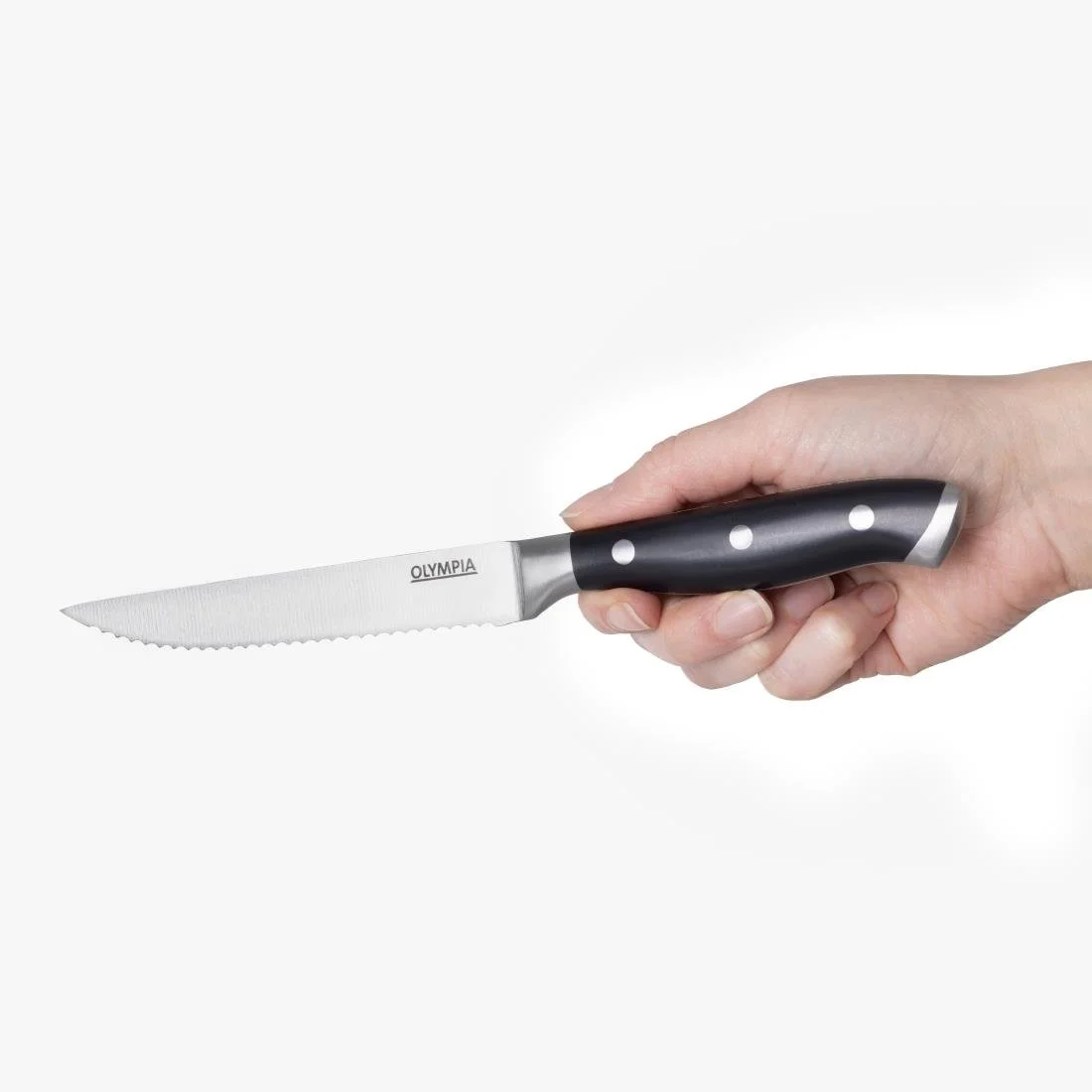 Olympia Premium Riveted Steak Knives with Black ABS Handles (6 Pack) - Image 5