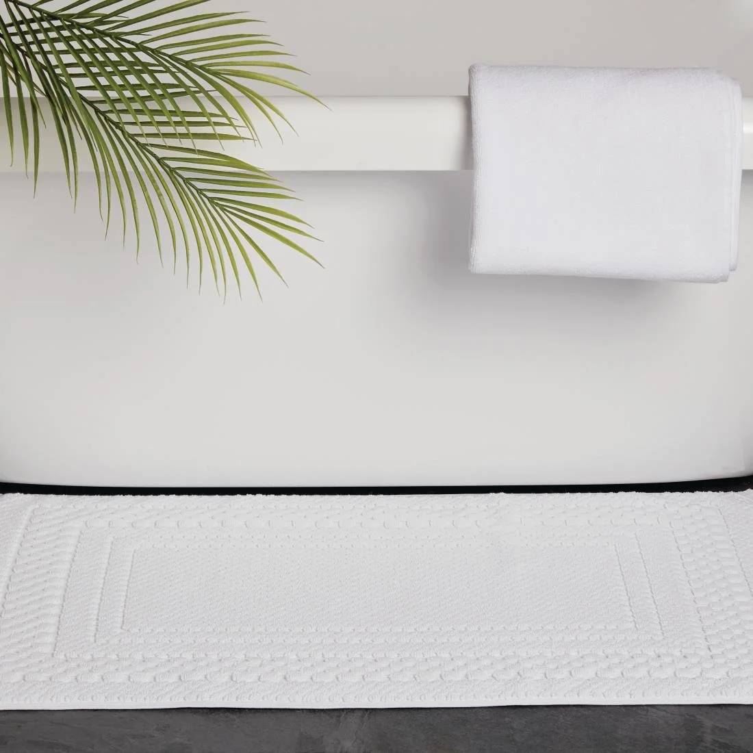 Mitre Heritage Chequers Bath Mat White - Image 4