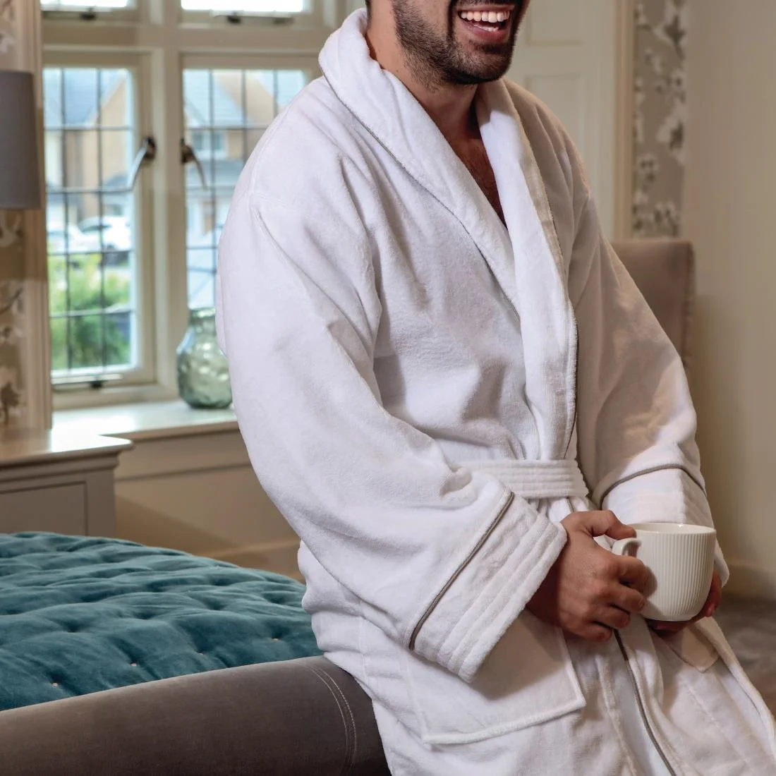 Mitre Heritage Ambassador Bathrobe With Taupe Piping