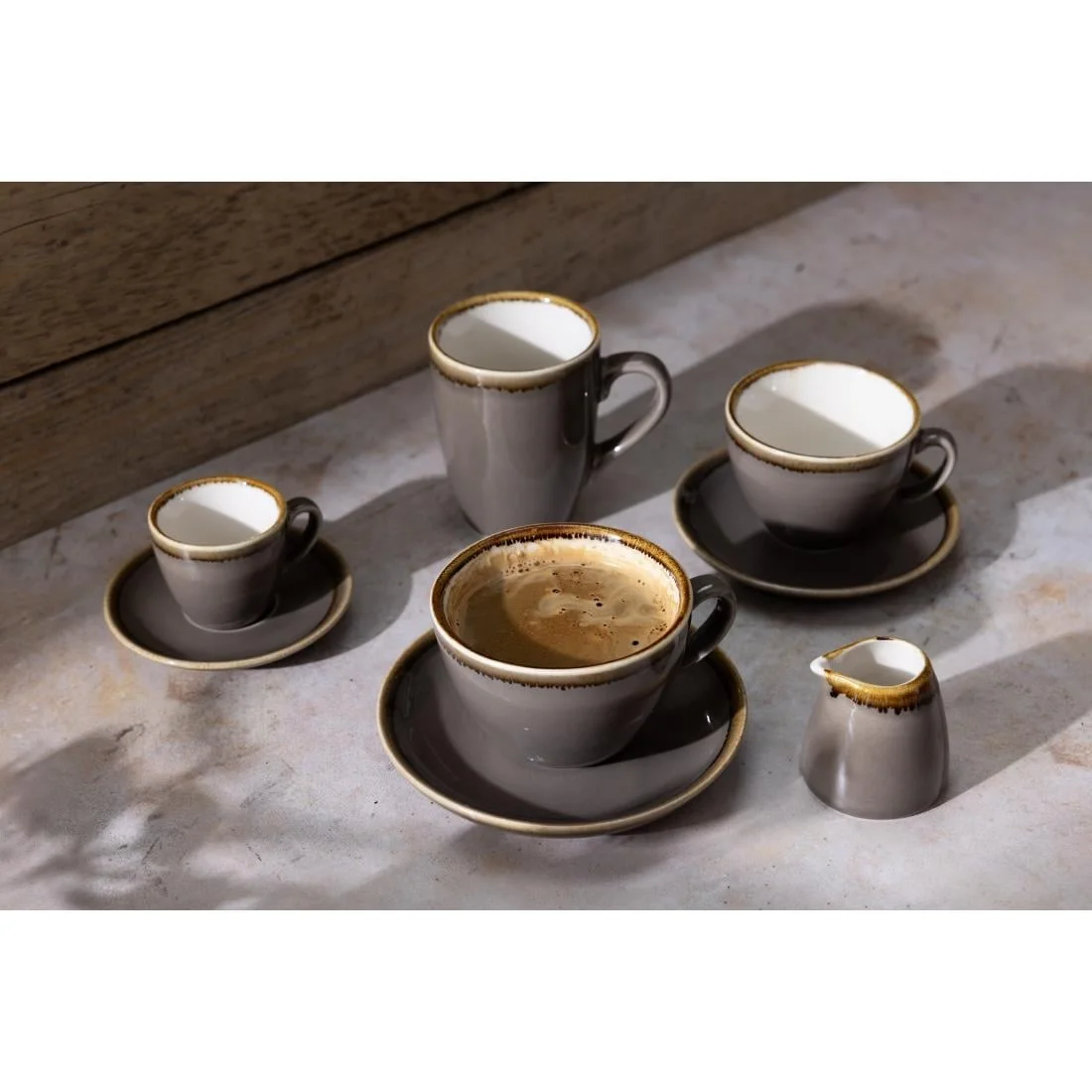 Olympia Kiln Cappuccino Cup Smoke 340ml - Image 3